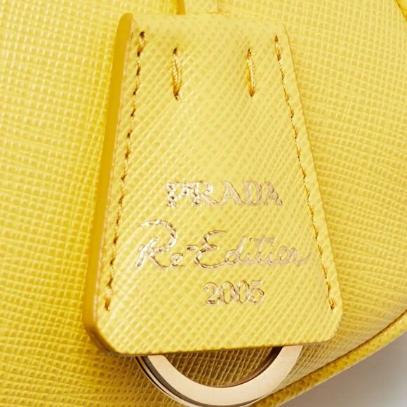 Prada Sole Yellow Saffiano Leather 2005 Re-Edition Shoulder Bag 1BH204 - Picture 10 of 12